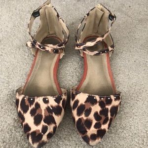 Cheetah print zip up flats